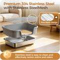 Bunny Litter Box - Stainless Steel Rabbit Litter Box with Hay Feeder