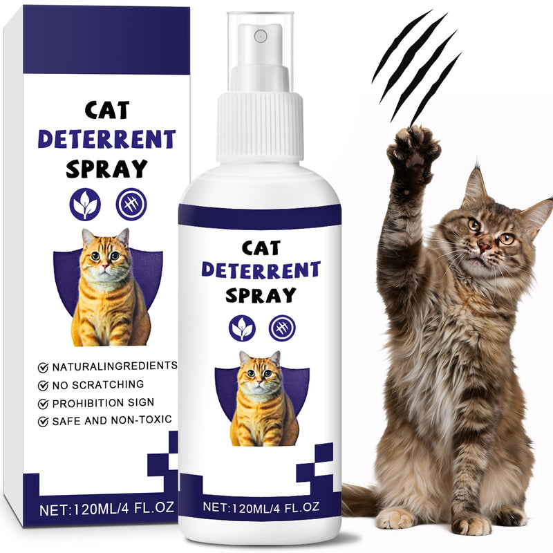 Gnaye Cat Repellent Spray for Furniture, Natural No Scratch Spray for Cats, Anti-Urine Marking, Cat Deterrent Indoor and Outdoor, Keeps Cats Away from Plants & Sofas, 4 FL.OZ