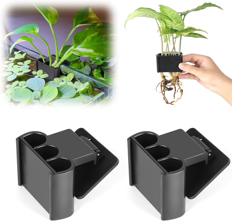 2 Pk Upgraded Aquarium Plant Holder, Hanging Aquarium Plant Holder with Clip, Suitable for Fish Tank Plant Potting, Aqua