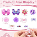 Naturahand 22 Pieces Cute Dog Hair Bows with Elastic Rubber Bands, Small Puppy Hair Accessories with Butterfly Flower Pearls Double Bow for Pets Dogs Cats Hair Grooming (Purple and Pink)