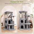 Globlazer Cat Tree Tower for Indoor Cats, 50-inch Adult Cat Tree House for Large Adult Cats with Steps, Scratching Post, 2 Cat Caves, Dangling Toys, FC50, Light Grey