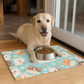 HOMETITUTE Cat Feeding Mat Blue Kitten Print Bowl Placemat 24 x 16 Inch