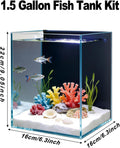 Betta Fish Tank kit,Small Nano Glass Fish Tank Start Kit with Filter,LED Light for Shrimp,Small Fish,Betta (1.5 Gallon)