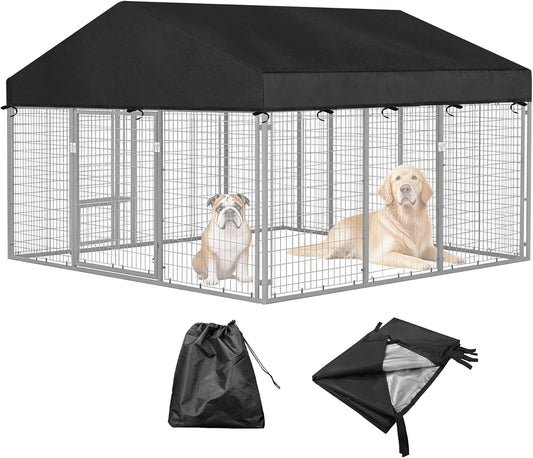 10'W X 10'L Waterproof Dog Kennel Cover Outdoor 600D Oxford Fabric Dog Kennel Roof with Silver UV-Protective Coating for