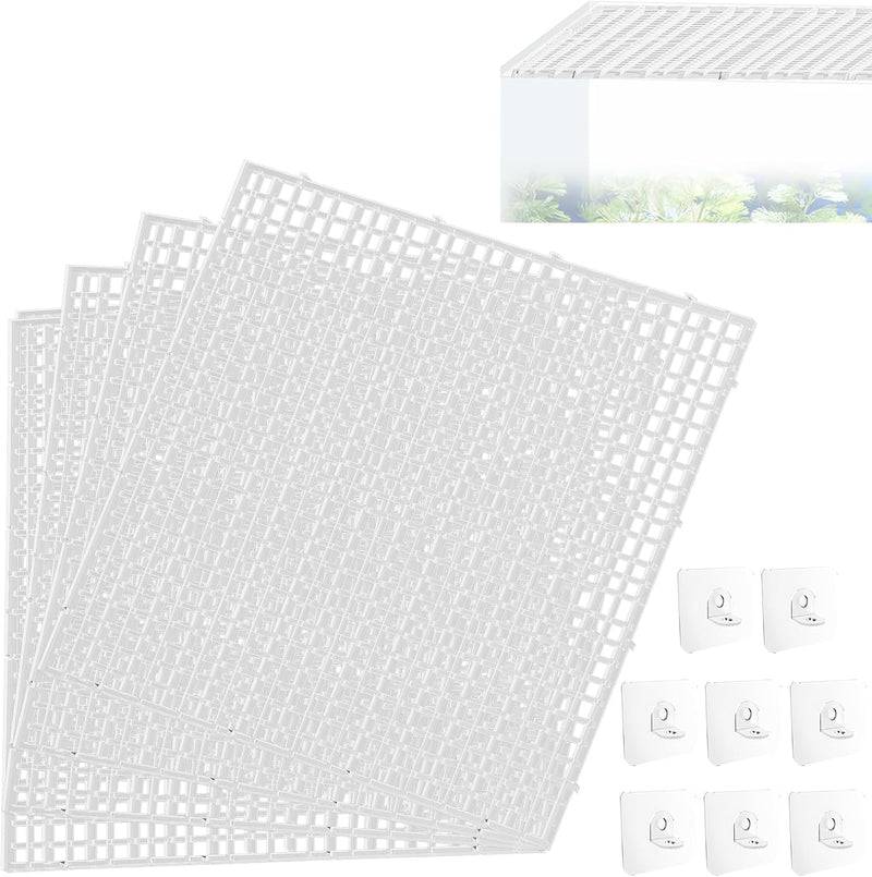 4 PCS Aquarium lid Hood, Fish Tank Top Cover, Plastic Grid Panel Fish Tank Lid Aquarium Cover lid to Prevent Fish from J