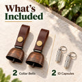 kcrygogo Dog Collar Bell with Leather Snap Strap, 2 Pack Loud Pet Collar Bells for Dogs, Jingle Bell to Help Locate Your Dog, Includes 2 ID Capsule Tags, Vintage Copper Bell Collar Accessory