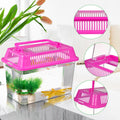 HANABASS Portable Fish Tank Handheld Aquarium with Handle Transparent Plastic Mini Fish Box for Turtle Hamster Pet Breed