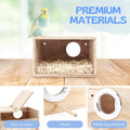 TiereCare Parakeet Nesting Box - Visual Wooden Bird Nest Breeding Box - Bird Cage House with Perch for Lovebirds Cockatiel Budgie Finch Parrot