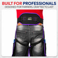 Equine Care Women's Farrier Apron Chaps, Back Support, 23in, Black/Purple