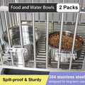 Dog Crate Water Bowl No Spill, 2 Pack Stainless Steel Large Dog Bowls, Hanging Dogs Kennel Water and Food Bowls for Crate Cage，Metal Feeder Dish Coop Cup for Medium Large Dogs Pets