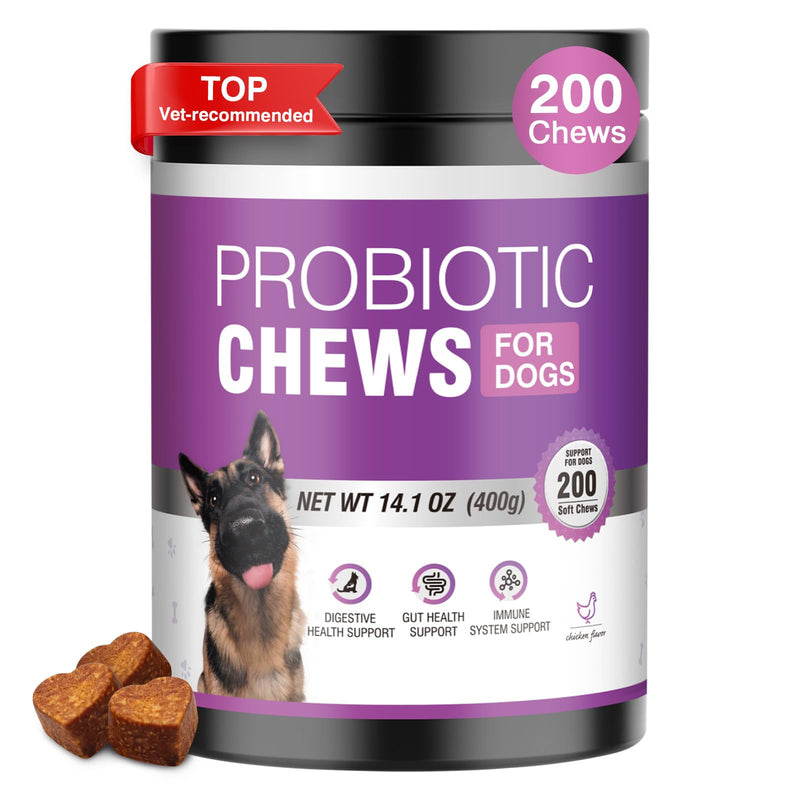 TTLXRL Probiotics for Dogs 200pcs Dog Probiotics for Digestive Health Digestive Enzymes and Prebiotic, Probiotic Chews for Dogs Support Gut Health, Relieve Diarrhea, Itchy Skin, Enhance Immunity