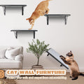Cat Wall Shelves Set of 4, Purrfect Cat Furniture Set - 4 Piece Wooden Wall Shelves with Scratching Pad, Sleeping & Play
