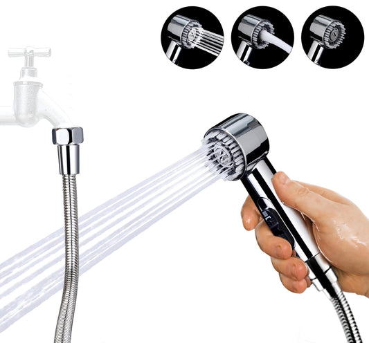 3 Mode Dog Shower Attachment, High Pressure Handheld Sprayer with ON/OFF Switch, 3/4 GHT Female Connector, 100 Inches Stainless Steel Hose, for Outdoor Pet Bathing and Washing