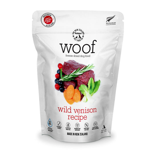WOOF Wild Venison Freeze Dried Raw Dog Food, Mixer, or Topper, or Treat - High Protein, Natural, Limited Ingredient Recipe - 9.9 Ounce (Pack of 1)