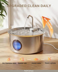 Cat Water Fountain Stainless Steel Indoor with 3 Filters, 2 Flow Modes