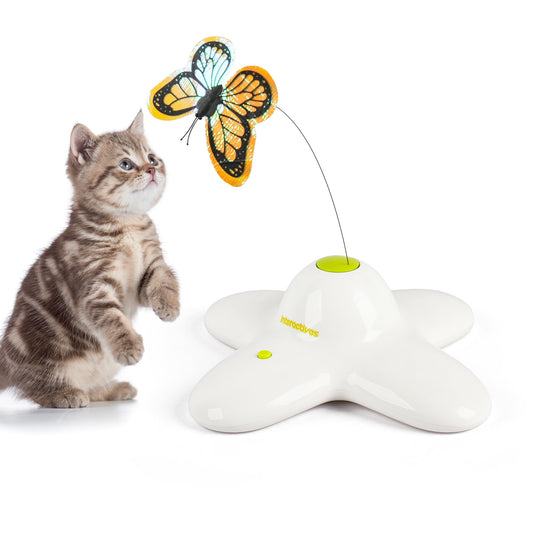 All for Paws Cat Toys Interactive Butterfly Flutter Bug Cat Automatic Toy Stimulating Kitty Toys Enrichment for Indoor Cats