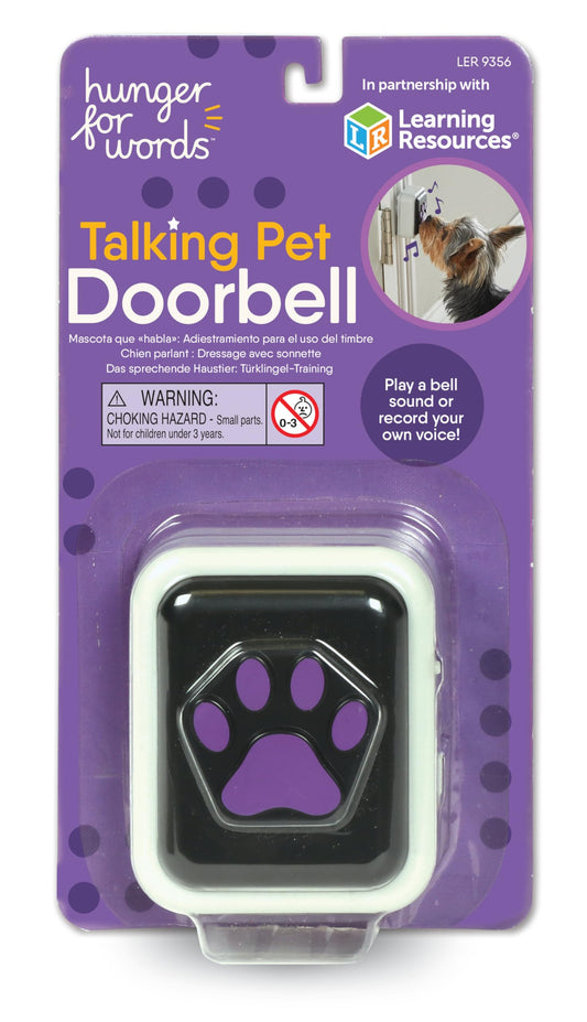 Hunger for Words Talking Pet Doorbell - Potty Training Door Bell, Dog Training Tools, Puppy Must Haves, Puppy Buttons, Potty Train Bell for Dogs, Button for Dogs, Housetraining Dog Doorbell