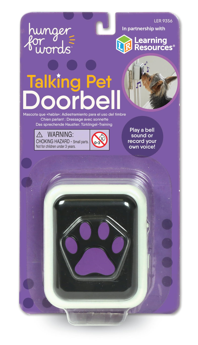 Hunger for Words Talking Pet Doorbell - Potty Training Door Bell, Dog Training Tools, Puppy Must Haves, Puppy Buttons, Potty Train Bell for Dogs, Button for Dogs, Housetraining Dog Doorbell