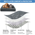 TOPHMDECOR Dog Bed Cover Waterproof, Non-Slip Rectangular Pet Bed Protector for Dogs & Cats, Removable Washable Bed Sheet Replacement,44"x35"x8",Gray,1Pc,Cover Only