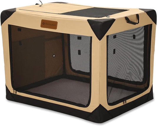 Garnpet Soft Dog Crate for Medium Dogs, 4-Door Foldable Collapsible Dog Crate with Soft Sides, Indoor & Outdoor Travel D