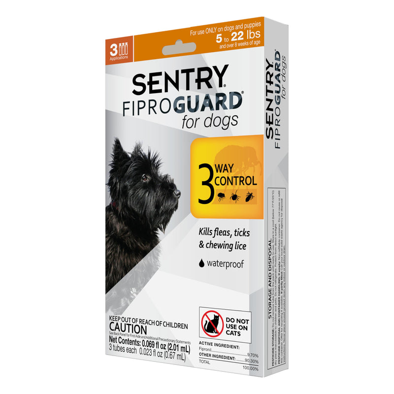 Sentry Fiproguard for Dogs, Flea and Tick Prevention for Dogs (5-22 Pounds), Includes 3 Month Supply of Topical Flea Treatments