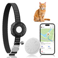 Cat Tracker, GPS Tracker Compatible with Apple Find My App(Only iOS), Waterproof Cat Tracker Collar with Bell and Safety Elastic Buckle, No Monthly Fee, Real-Time Location, Up to 1-Year Battery, Black