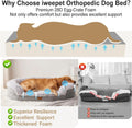 3.7 inch Thickened Orthopedic Dog Beds for Medium Dogs, Supportive Dog Sofa Bed with 28D Egg-Crate Foam, Removable Washable Plush Cover, Waterproof Lining, Half-Round Design for Puppy,Senior Dog