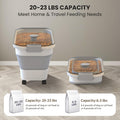 DDMOMMY 20-23 Lbs Dog Food Storage Container, Collapsible Dog Food Container with Transparent Airtight Lid,Multifunctional Pet Food Storage Container for Dog Cat,Rice,Flour,Pet Food Scoop and Dog Bowl