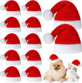 Frienda 12 Pcs Christmas Dog Santa Hat Soft Plush Pet Cat,Solid Pattern