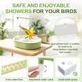 Lignumix Automatic Bird Bath with Quiet Pump,Parakeet Bird Bathtub for Cage with Adjustable Shower Head & Water Flow Valve,Large Bird Baths Detachable for Easier Cleaning,BPA-Free