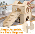 XiaZ Guinea Pig Hideout, Large Wooden Guinea Pig Castle with Stair, Detachable Double-Decker Small Animal House, Habitat