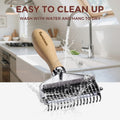 3-in-1 Pet Undercoat Rake & Dematting Comb for Dogs & Cats, Wood Handle