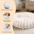 Vhen When Donut Dog and Cat Bed, Luxurious Comfortable Faux Rabbit Fur Pet Beds, Round Anti-Anxiety Calming Puppy Kitten Bed with Anti-Slip Bottom for Small Medium Dogs & Cats(20", White)