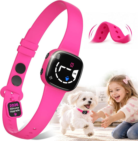 No Bark Collar with Silicone Strap, No-harm Dog Bark Collar, Bark Collar for Small Medium Large Dogs, Fashionable and Li