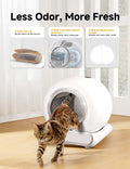 Self Cleaning Litter Box, Integrated Safety Automatic Cat Litter Box Self Cleaning 65L+9L for Multiple Cats, App Control