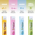 M-PETS Creamy Lickable Cat Treats – 4 Flavor Variety Pack, 20 Tubes of Healthy Squeeze Up Snacks with Functional Nutrients for Hydration, Skin & Coat, and Digestive Health – Grain Free, High Protein