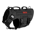 OneTigris Large Tactical Dog Harness, No Pulling Adjustable Dog Vest Harness, Heavy Duty Dog Harness with Handle, Large Hook and Loop Panels for Patch Black