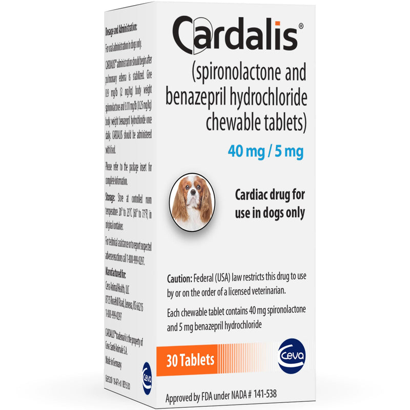 Cardalis® (Spironolactone/Benazepril) Chewable Tablets for Dogs, 40-mg/5-mg, 30 chewable Tablets