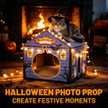 Tailtastic Halloween Cat Cardboard House with Pads & Catnip for Indoor Cats