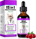 Cat Vitamins,15 in 1 Cat Multivitamin Liquid Drops Supplements for Heart Health, Bones, Joint, Skin & Coat, Digestion, I