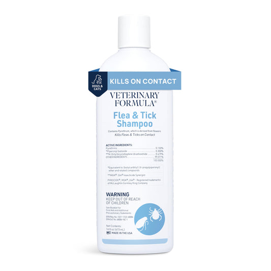 Veterinary Formula Flea and Tick Shampoo for Dogs and Cats, 16 oz