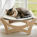 GreenPetopia Cat Hammock Bed, Wooden Elevated Cat Beds with Natural Sisal Scratching Mat, Cats Scratcher Bed with Removable Soft Cushion, Cats Scratching Beds with Wood Frames, 22" L x 17.7" W