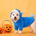 Lelepet Dog Costume Shark, Warm Fleece Dog Halloween Hoodie, Blue, M