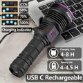 ALONEFIRE SV43 36W 365nm UV Flashlight USB C Rechargeable Ultraviolet Black Light Woods Lamp for Pet Urine Detector, Resin Curing, Scorpion, Fishing, Leak with UV Protective Glasses, Battery