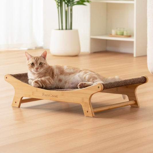 XL Sisal Cat Scratcher Bed with Elevated Hammock for Indoor Cats, Replaceable Natural Sisal Pad, Large Cat Lounge, Anti-