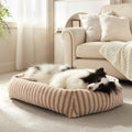 MIXJOY Dog Bed Medium Size Dog, Washable Medium Dogs Bed with Removable Cover, Soft Rectangle Doggy Ded Fluffy Plush Faux Fur Pet Bed with Anti-Slip Bottom, 30"x24"x8", Beige
