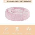 WNPETHOME Calming Dog Bed Cat Bed Donut, Faux Fur Pet Bed Self-Warming Donut Cuddler, Comfortable Round Plush Dog Beds (20 x 20 x 8 Inch, Light Pink)