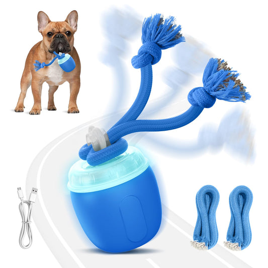 COPHCY Interactive Dog Toys, Automatic Moving and Rolling Dogs Toy with Rope for Medium Large Dogs, Motion-Activated Dog Ball to Keep Them Busy(Blue)
