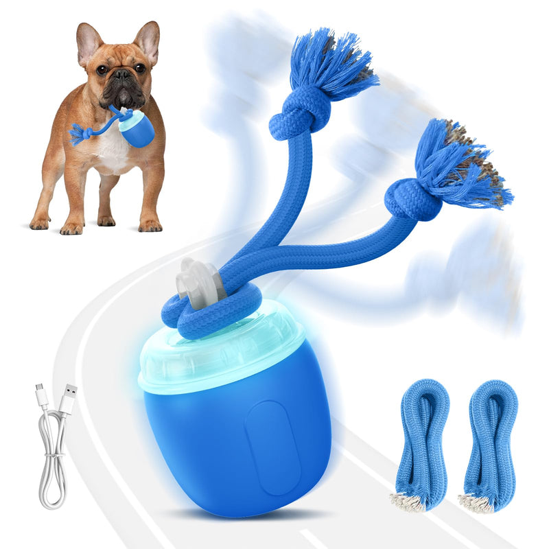COPHCY Interactive Dog Toys, Automatic Moving and Rolling Dogs Toy with Rope for Medium Large Dogs, Motion-Activated Dog Ball to Keep Them Busy(Blue)