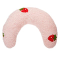 Lystaii Cat Calming Pillow for Indoor Pets - Soft Fluffy Cat & Dog Bed - Dog Neck Pillow Pet Toy Half Donut Anxiety Relief with Cute Embroidery Pattern (Pink, Strawberry)